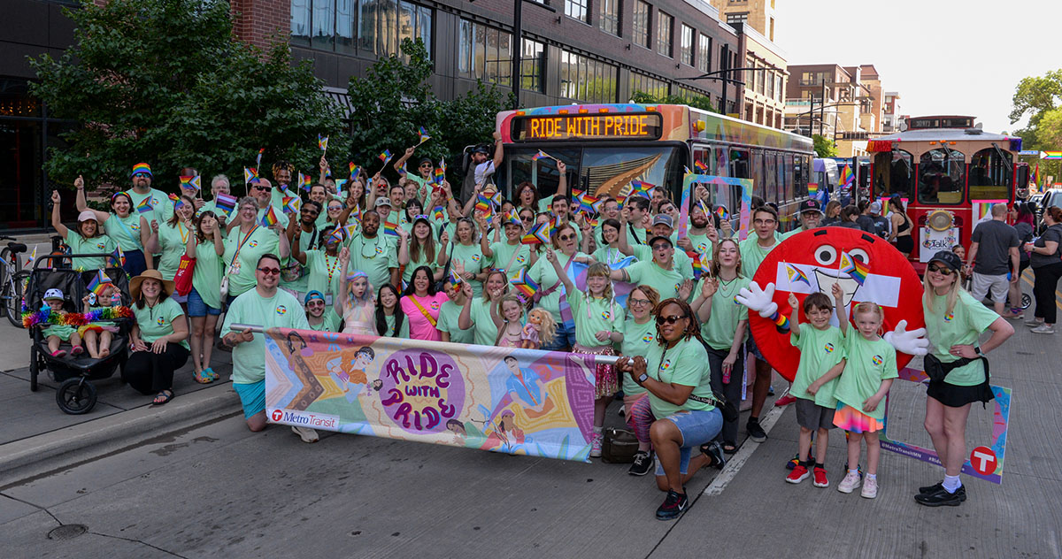 Transit employees during Twin Cities Pride event