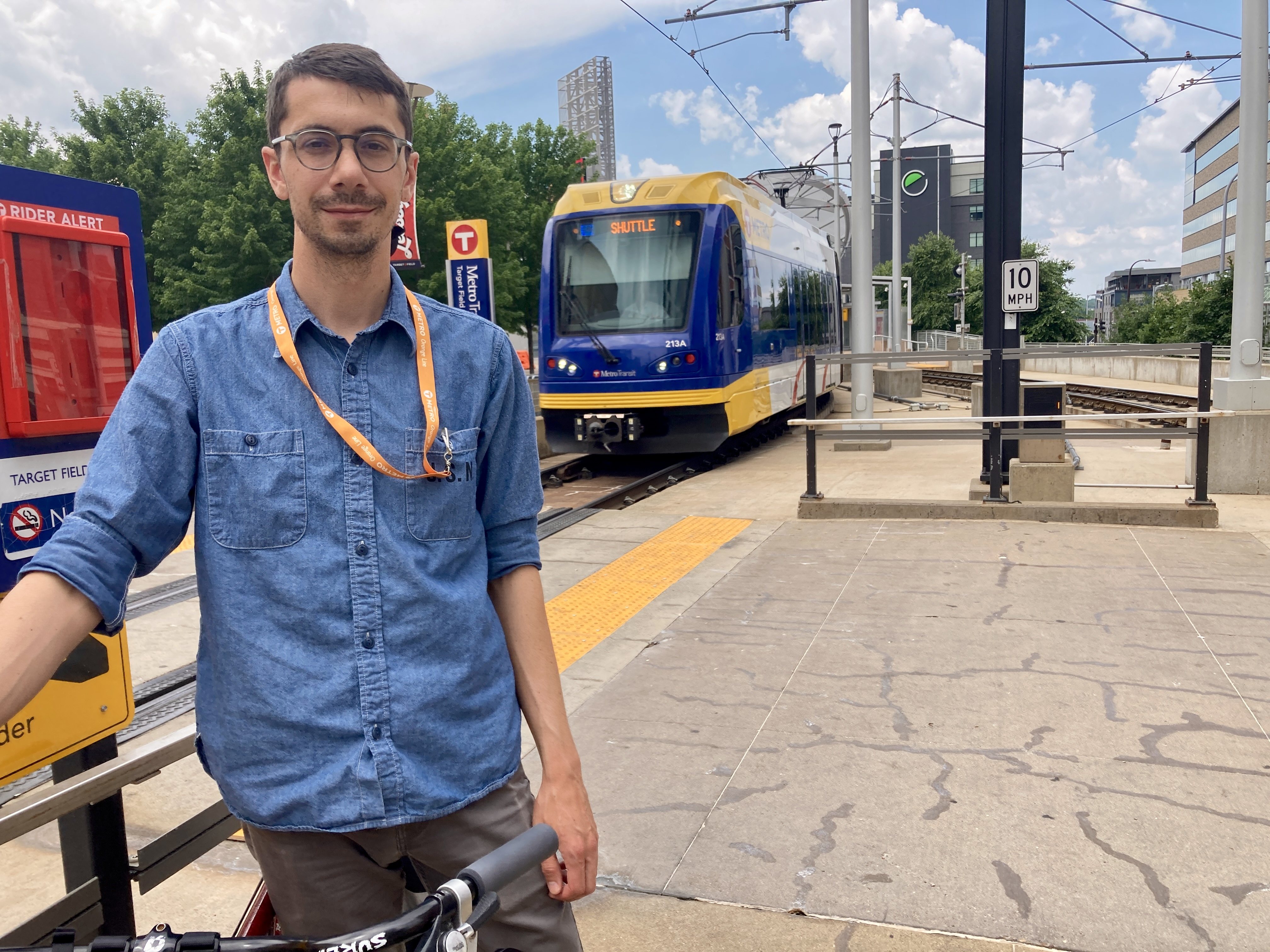 Planner Raymond Eliot at the Target Field Station with his bike. 