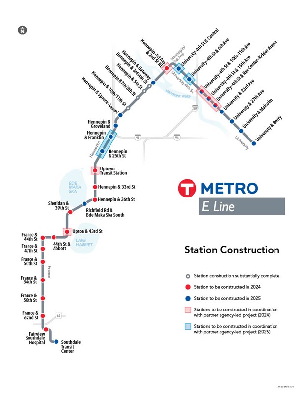 E Line Construction Map accessible version linked below