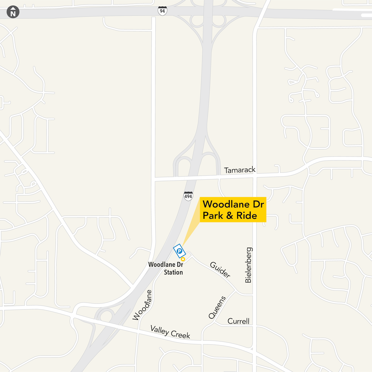 Map of Woodlane Station for the Gold Line