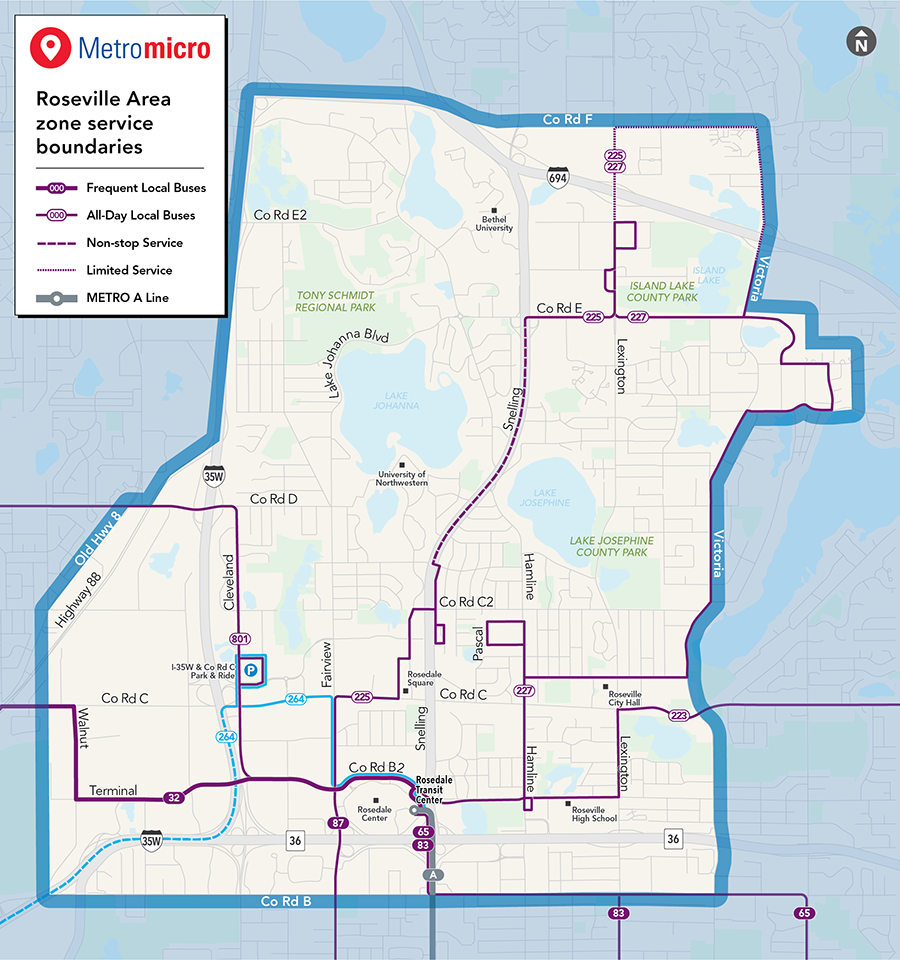 Map of Roseville service area