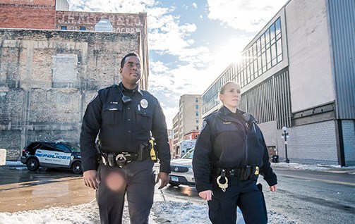 Metro Transit Police Officers on foot patrol.